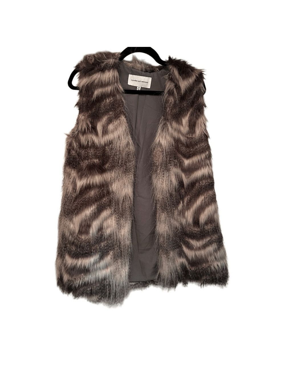 Cupcake & Cashmere faux fur long vest - size M